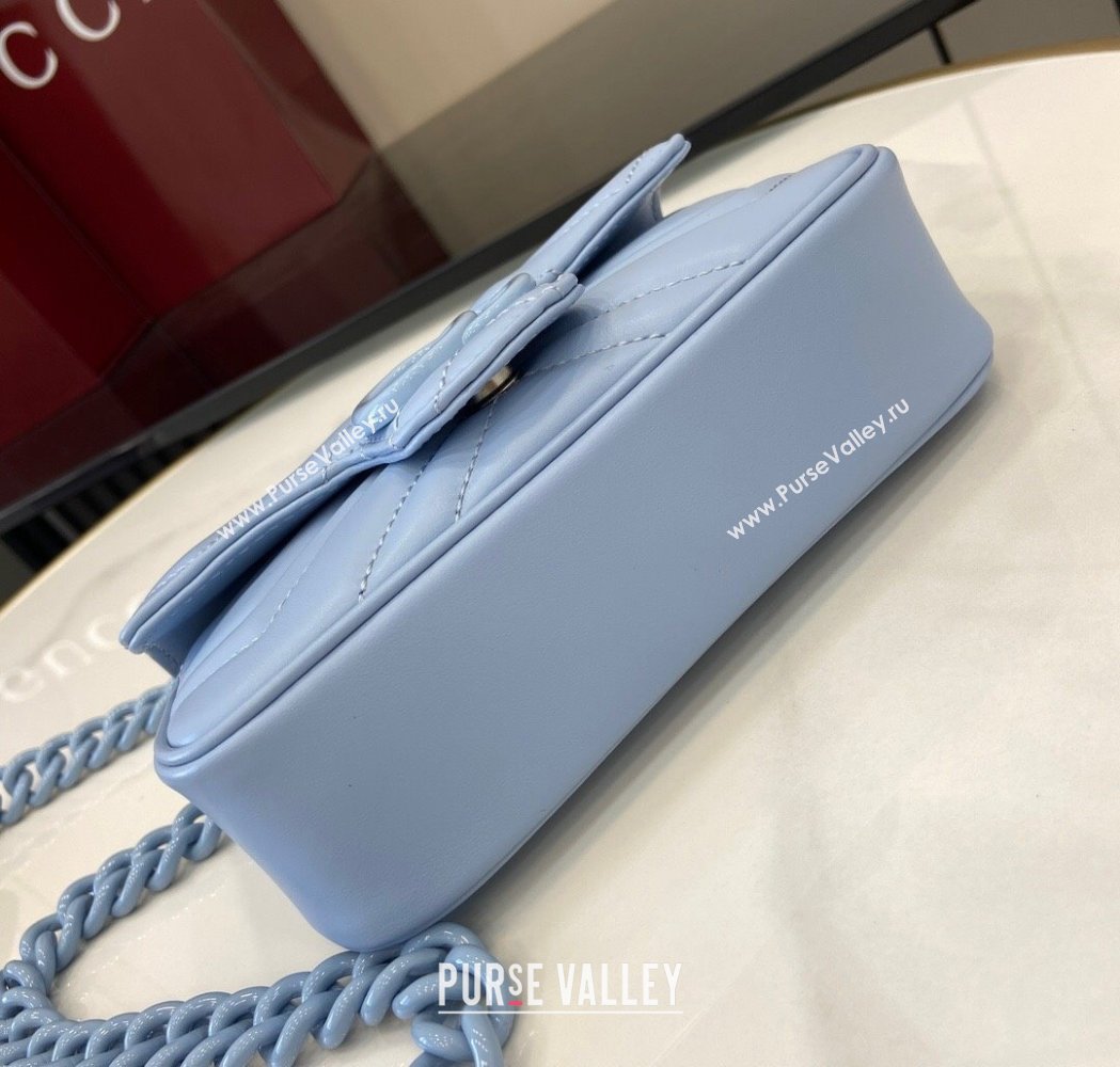 Gucci GG Marmont Chain Belt bag 699757 All Light Blue 2025 (XLU-250117049)