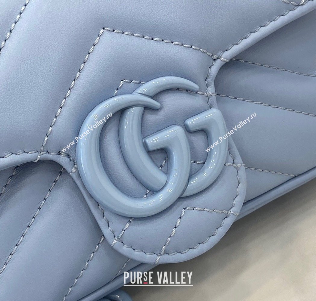 Gucci GG Marmont Chain Belt bag 699757 All Light Blue 2025 (XLU-250117049)