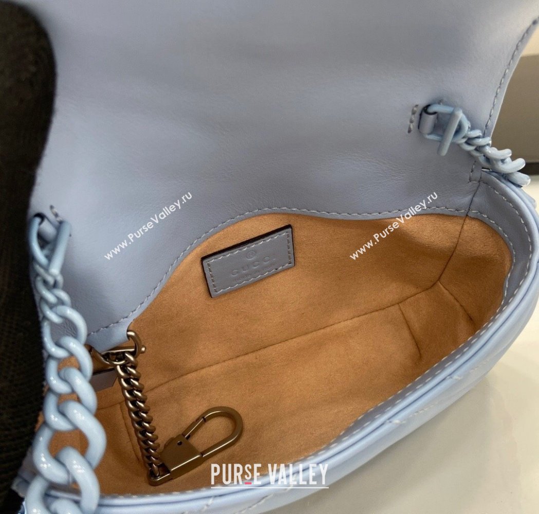 Gucci GG Marmont Chain Belt bag 699757 All Light Blue 2025 (XLU-250117049)