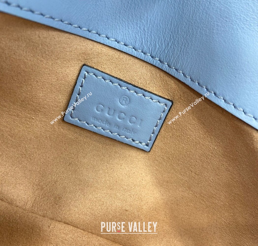 Gucci GG Marmont Chain Belt bag 699757 All Light Blue 2025 (XLU-250117049)