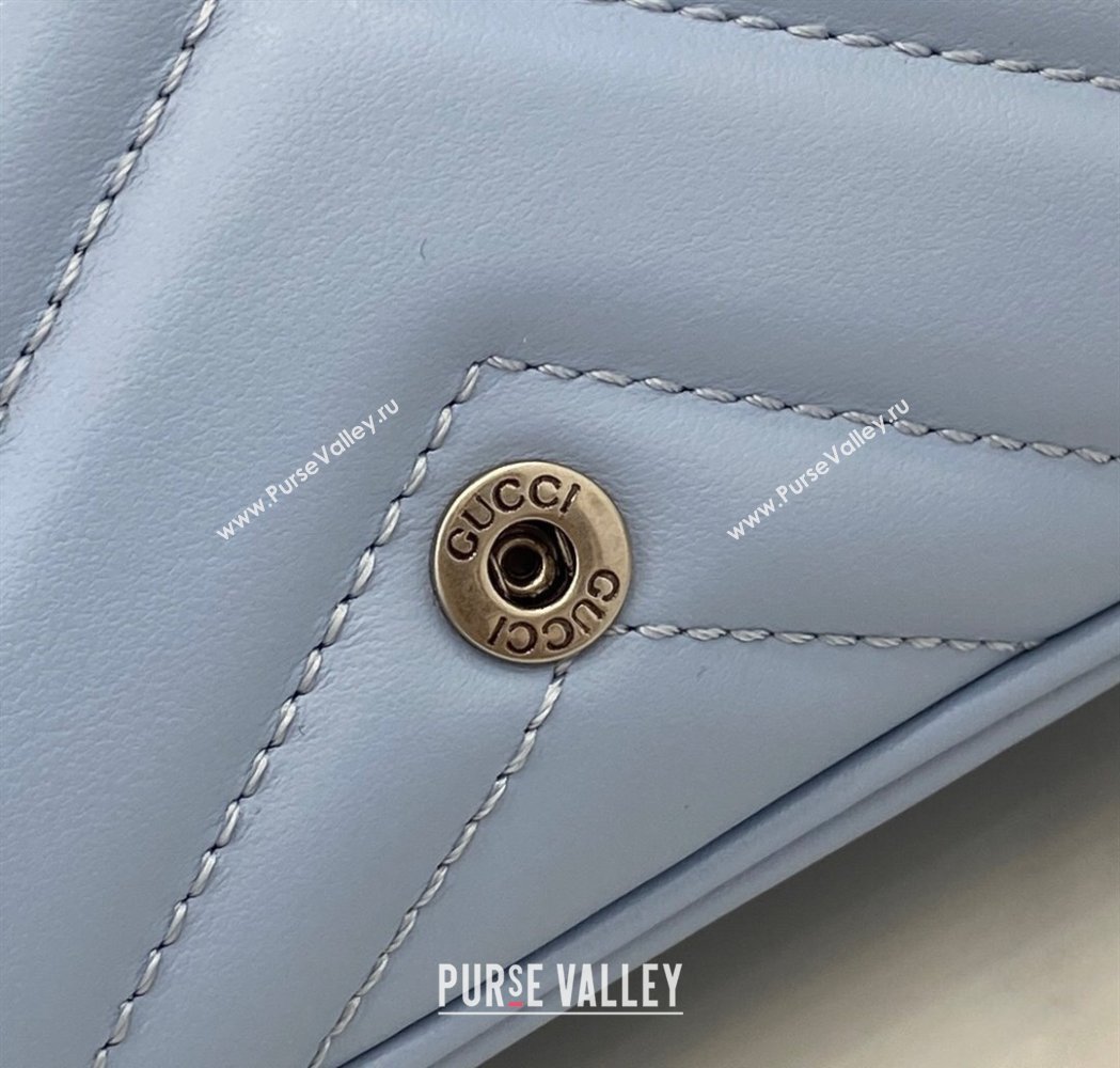 Gucci GG Marmont Chain Belt bag 699757 All Light Blue 2025 (XLU-250117049)