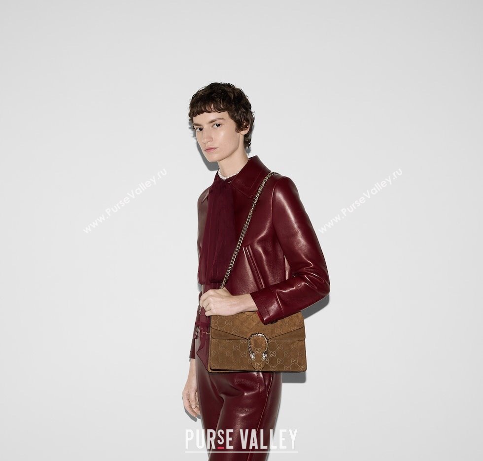 Gucci Dionysus Large Shoulder Bag in GG Suede Brown 2025 795003 (XLU-250117016)