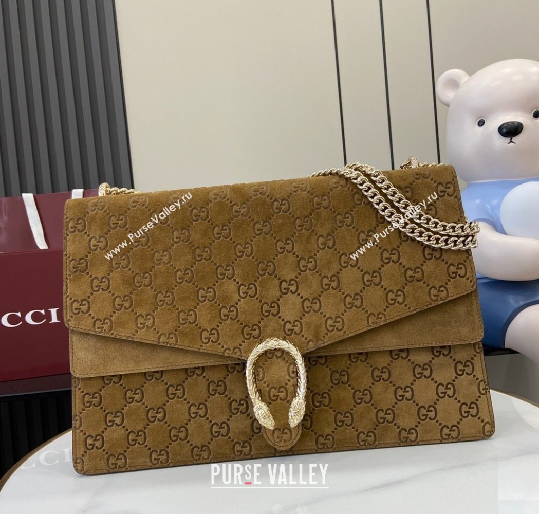 Gucci Dionysus Large Shoulder Bag in GG Suede Brown 2025 795003 (XLU-250117016)
