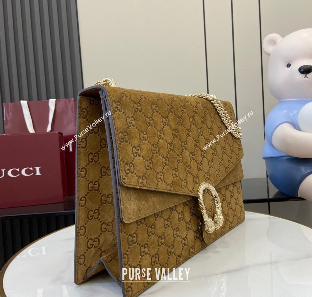Gucci Dionysus Large Shoulder Bag in GG Suede Brown 2025 795003 (XLU-250117016)
