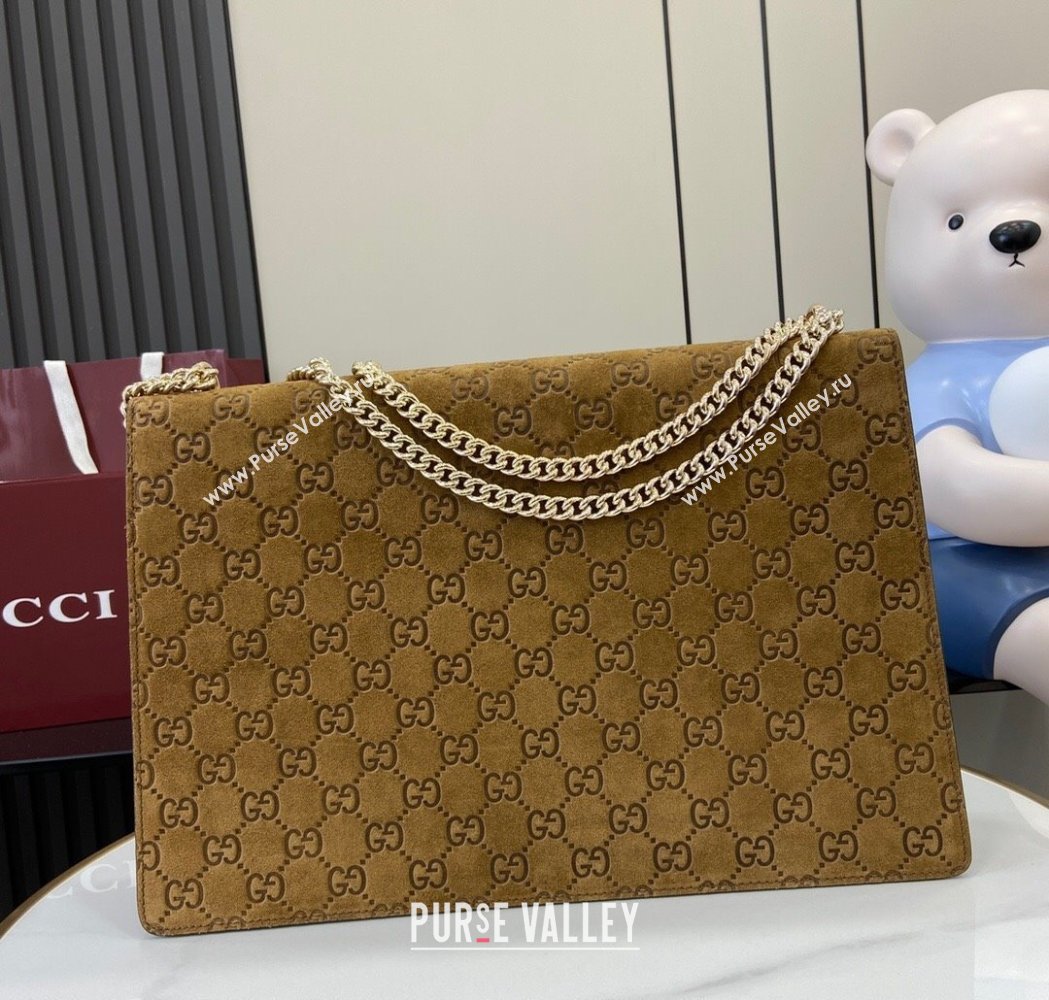 Gucci Dionysus Large Shoulder Bag in GG Suede Brown 2025 795003 (XLU-250117016)