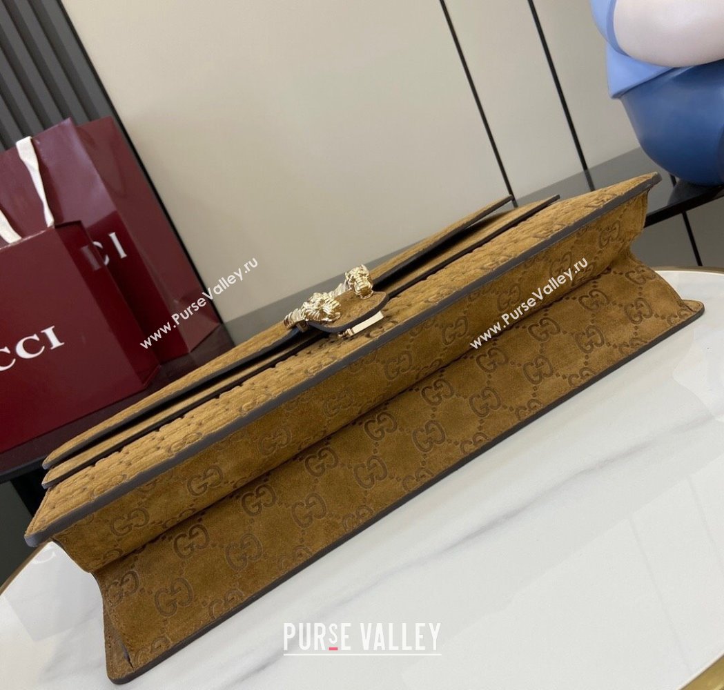 Gucci Dionysus Large Shoulder Bag in GG Suede Brown 2025 795003 (XLU-250117016)