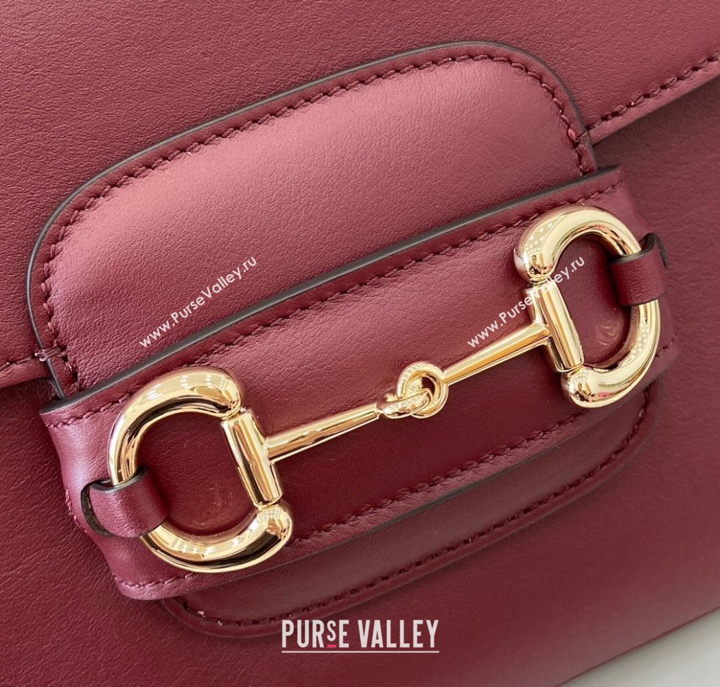 Gucci Horsebit 1955 Leather Soft Small Shoulder Bag Burgundy 2025 815178 (XLU-250117020)