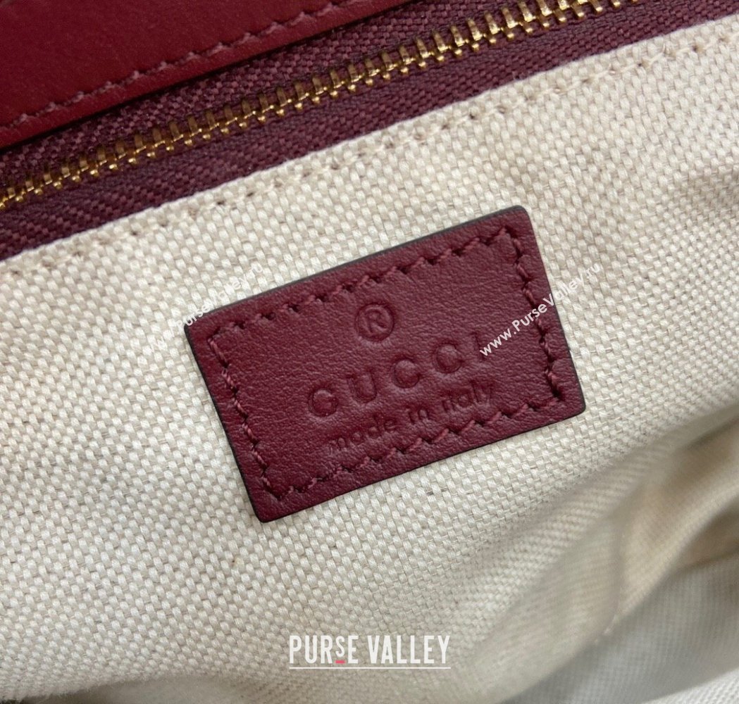 Gucci Horsebit 1955 Leather Soft Small Shoulder Bag Burgundy 2025 815178 (XLU-250117020)