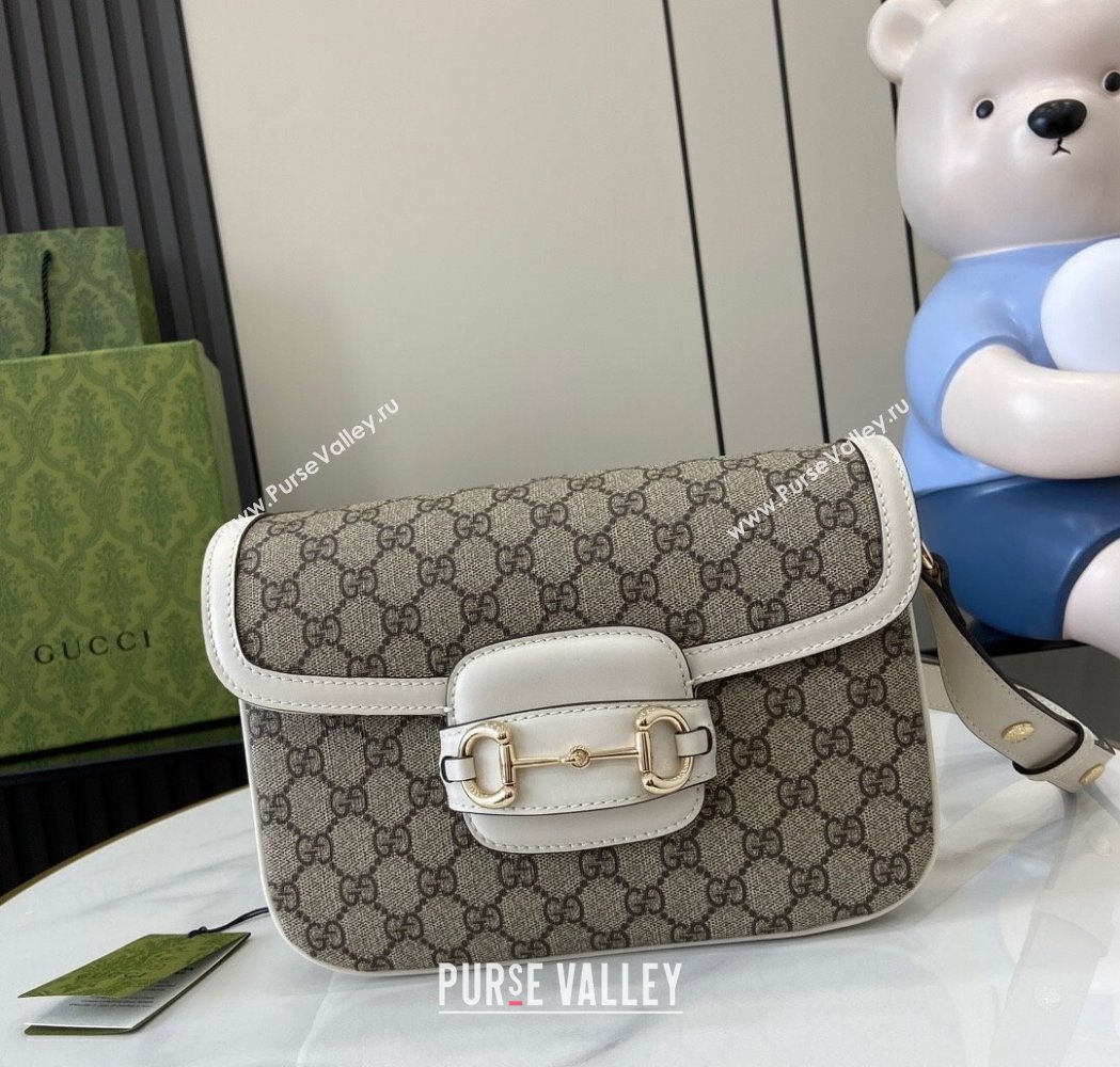 Gucci Horsebit 1955 GG Canvas Soft Small Shoulder Bag White 2025 815178 (XLU-250117017)
