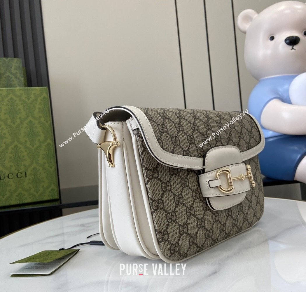 Gucci Horsebit 1955 GG Canvas Soft Small Shoulder Bag White 2025 815178 (XLU-250117017)