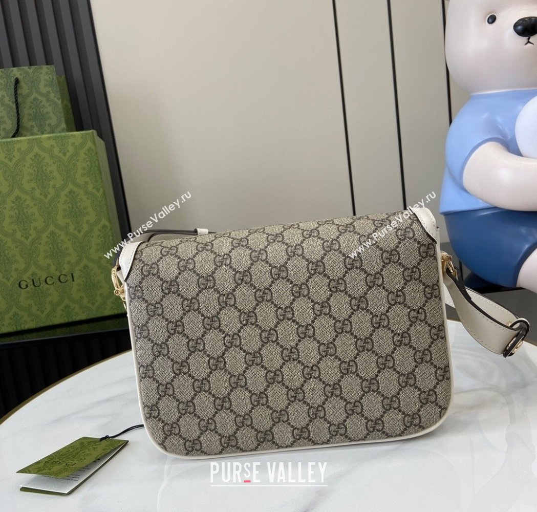 Gucci Horsebit 1955 GG Canvas Soft Small Shoulder Bag White 2025 815178 (XLU-250117017)