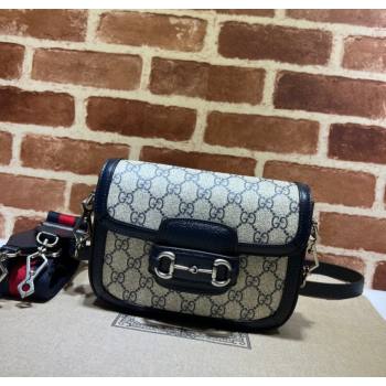 Gucci Horsebit 1955 Mini Bag in GG Supreme Canvas Blue 2025 658574 (DLH-250210067)