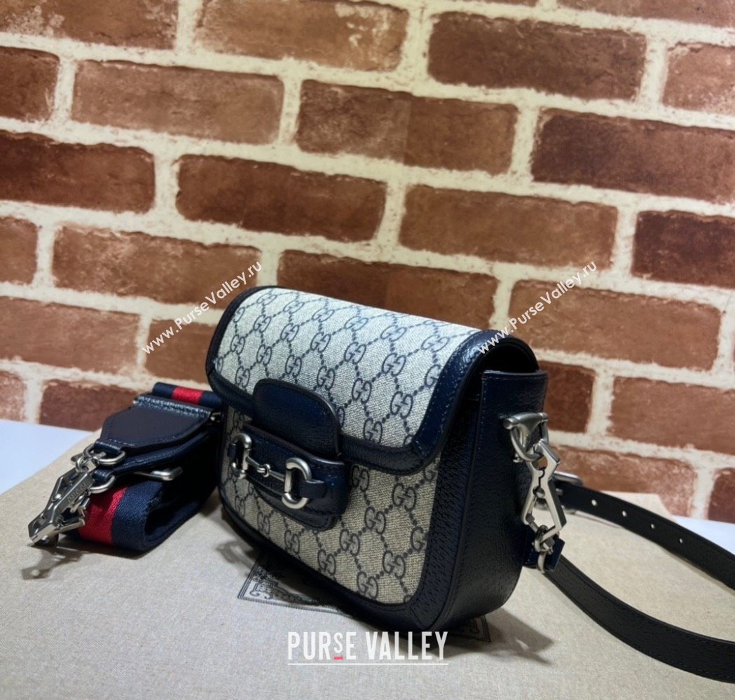 Gucci Horsebit 1955 Mini Bag in GG Supreme Canvas Blue 2025 658574 (DLH-250210067)