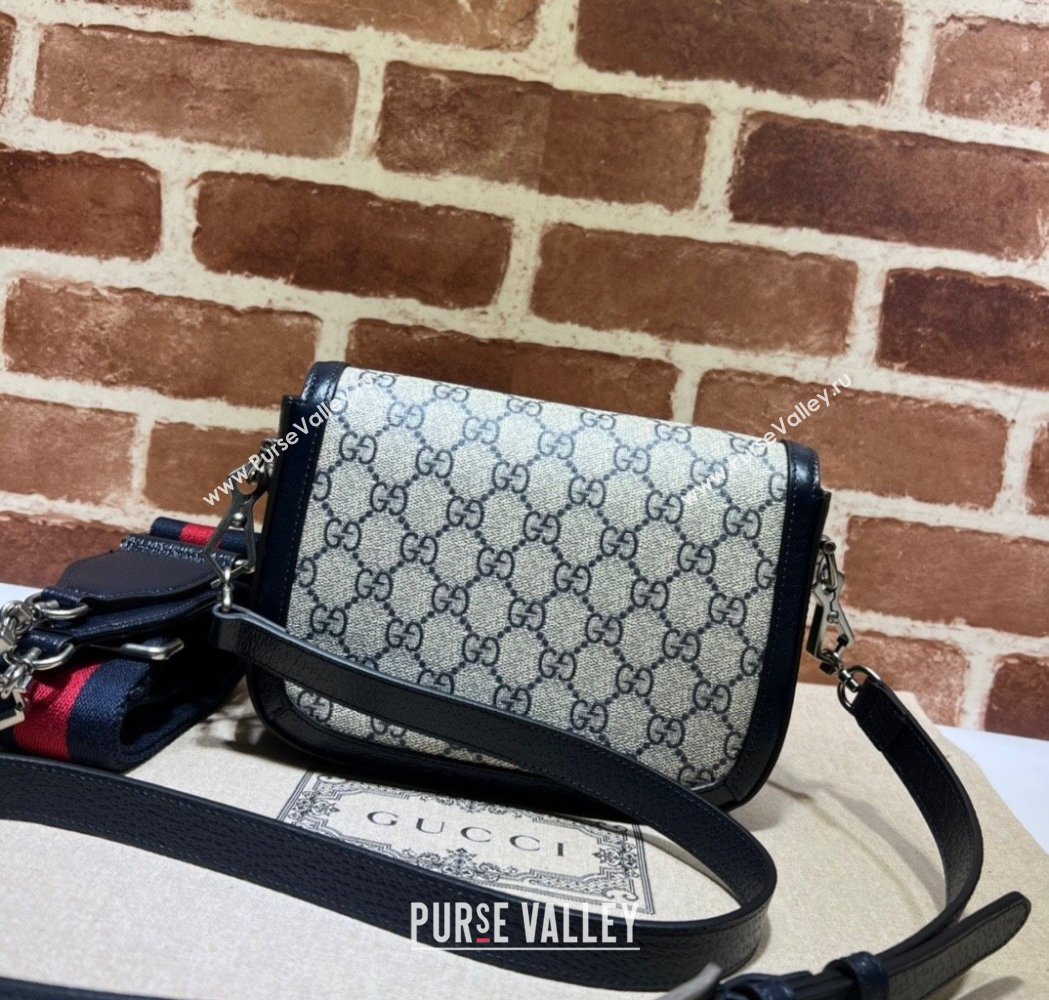Gucci Horsebit 1955 Mini Bag in GG Supreme Canvas Blue 2025 658574 (DLH-250210067)
