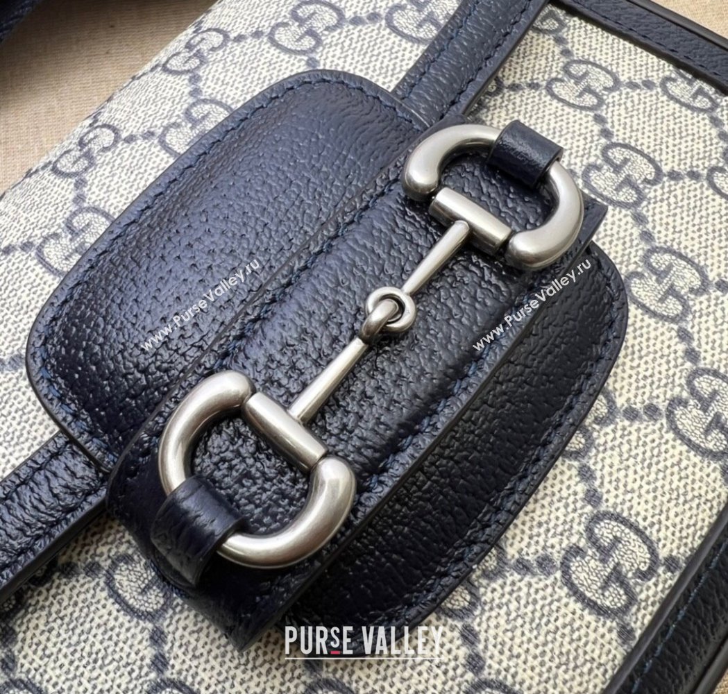 Gucci Horsebit 1955 Mini Bag in GG Supreme Canvas Blue 2025 658574 (DLH-250210067)