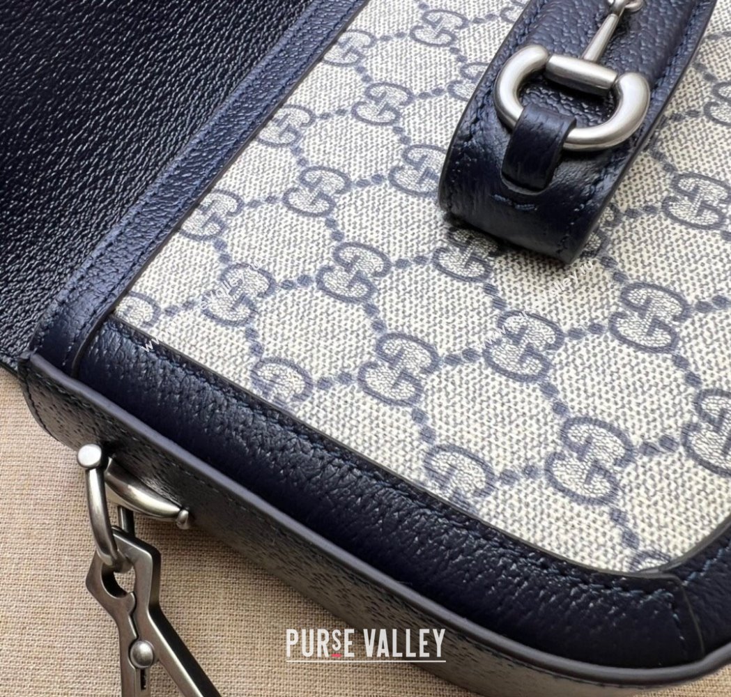 Gucci Horsebit 1955 Mini Bag in GG Supreme Canvas Blue 2025 658574 (DLH-250210067)