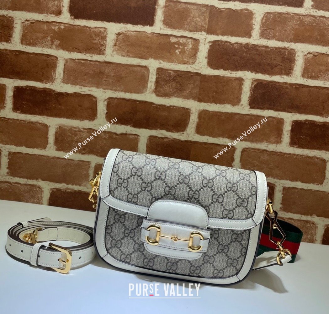 Gucci Horsebit 1955 Mini Bag in GG Supreme Canvas Beige/White 2025 658574 (DLH-250210068)