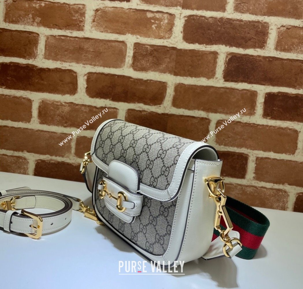 Gucci Horsebit 1955 Mini Bag in GG Supreme Canvas Beige/White 2025 658574 (DLH-250210068)