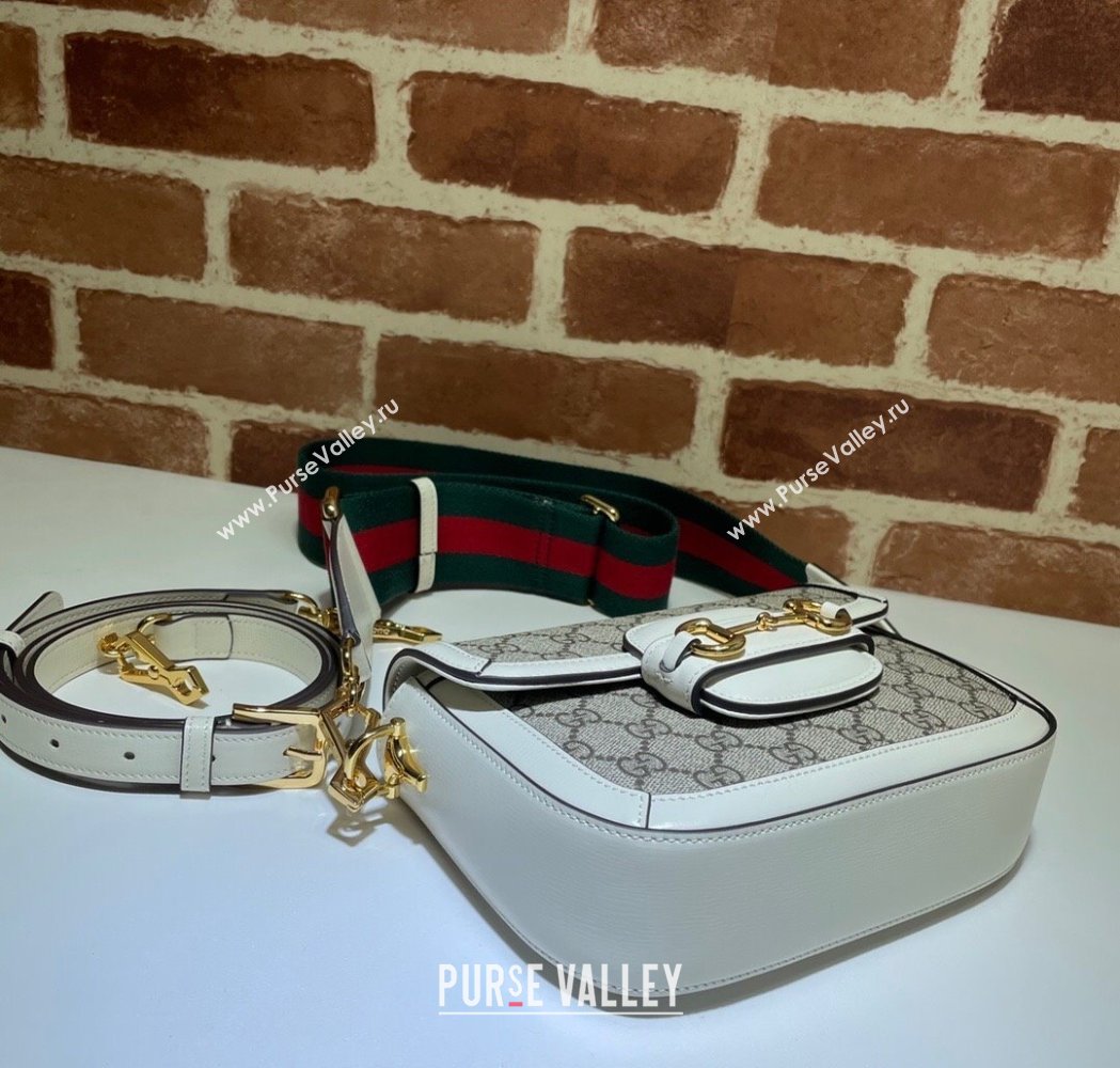 Gucci Horsebit 1955 Mini Bag in GG Supreme Canvas Beige/White 2025 658574 (DLH-250210068)