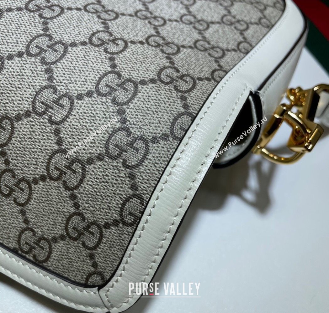Gucci Horsebit 1955 Mini Bag in GG Supreme Canvas Beige/White 2025 658574 (DLH-250210068)