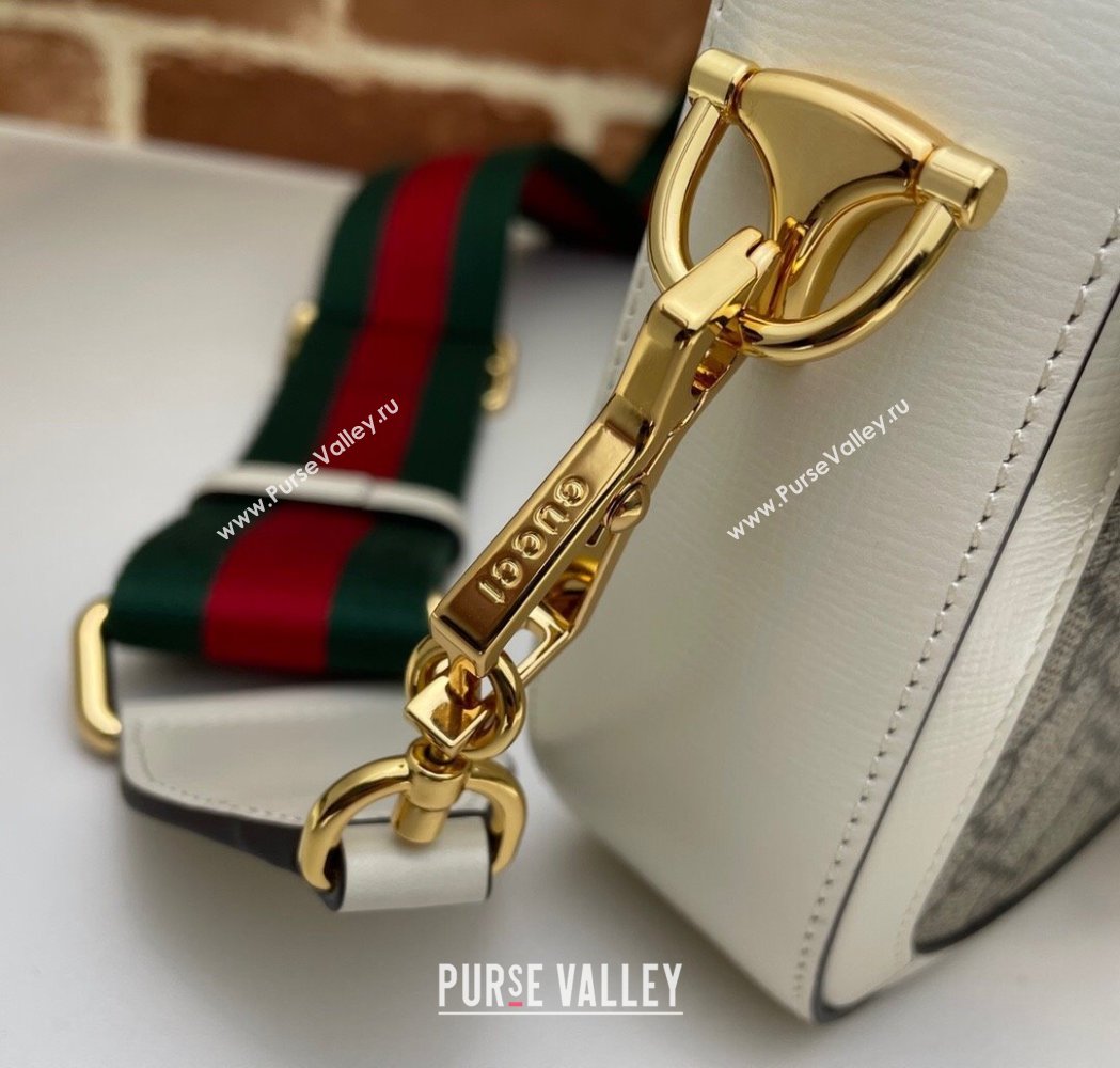 Gucci Horsebit 1955 Mini Bag in GG Supreme Canvas Beige/White 2025 658574 (DLH-250210068)