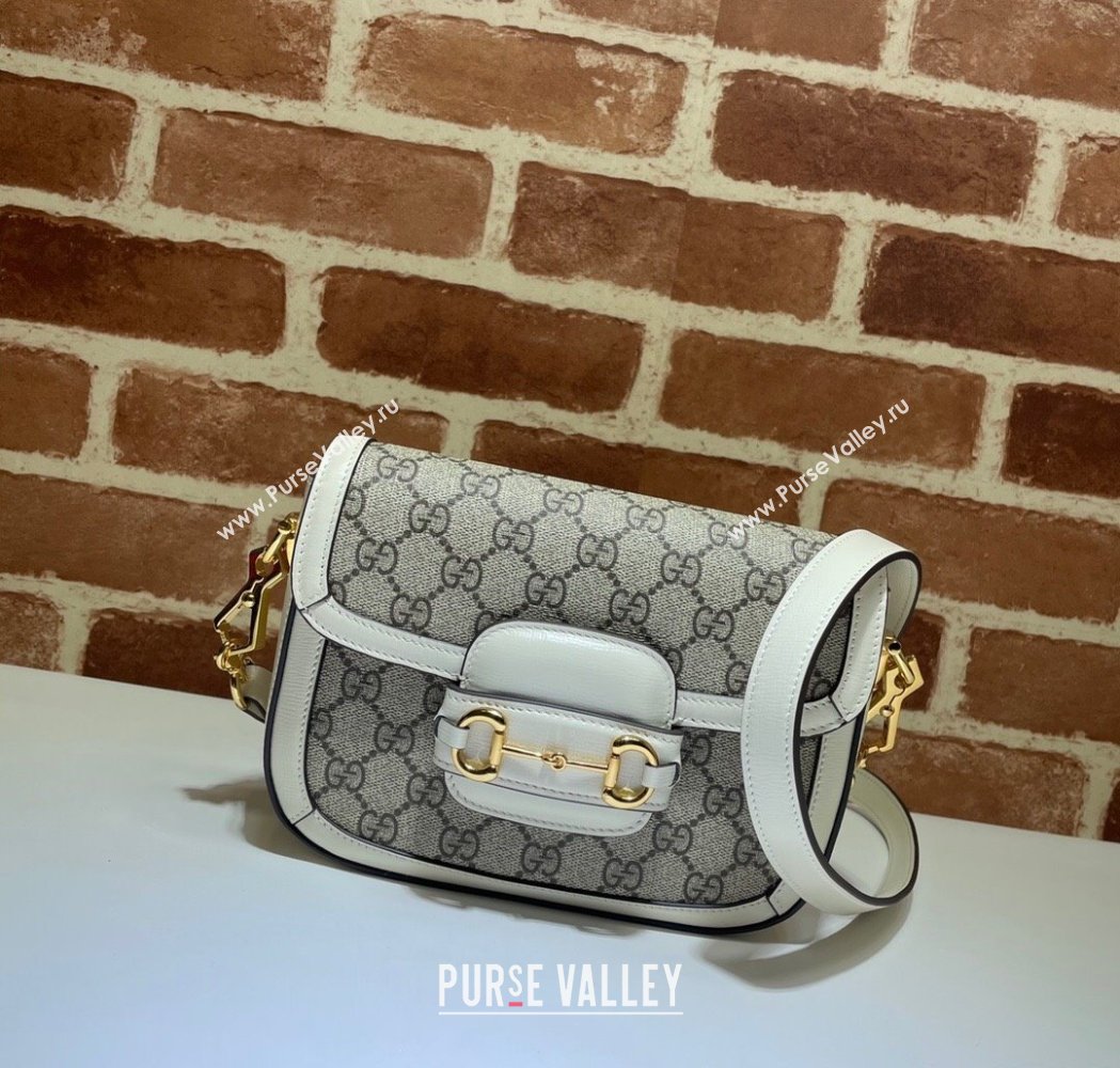 Gucci Horsebit 1955 Mini Bag in GG Supreme Canvas Beige/White 2025 658574 (DLH-250210068)