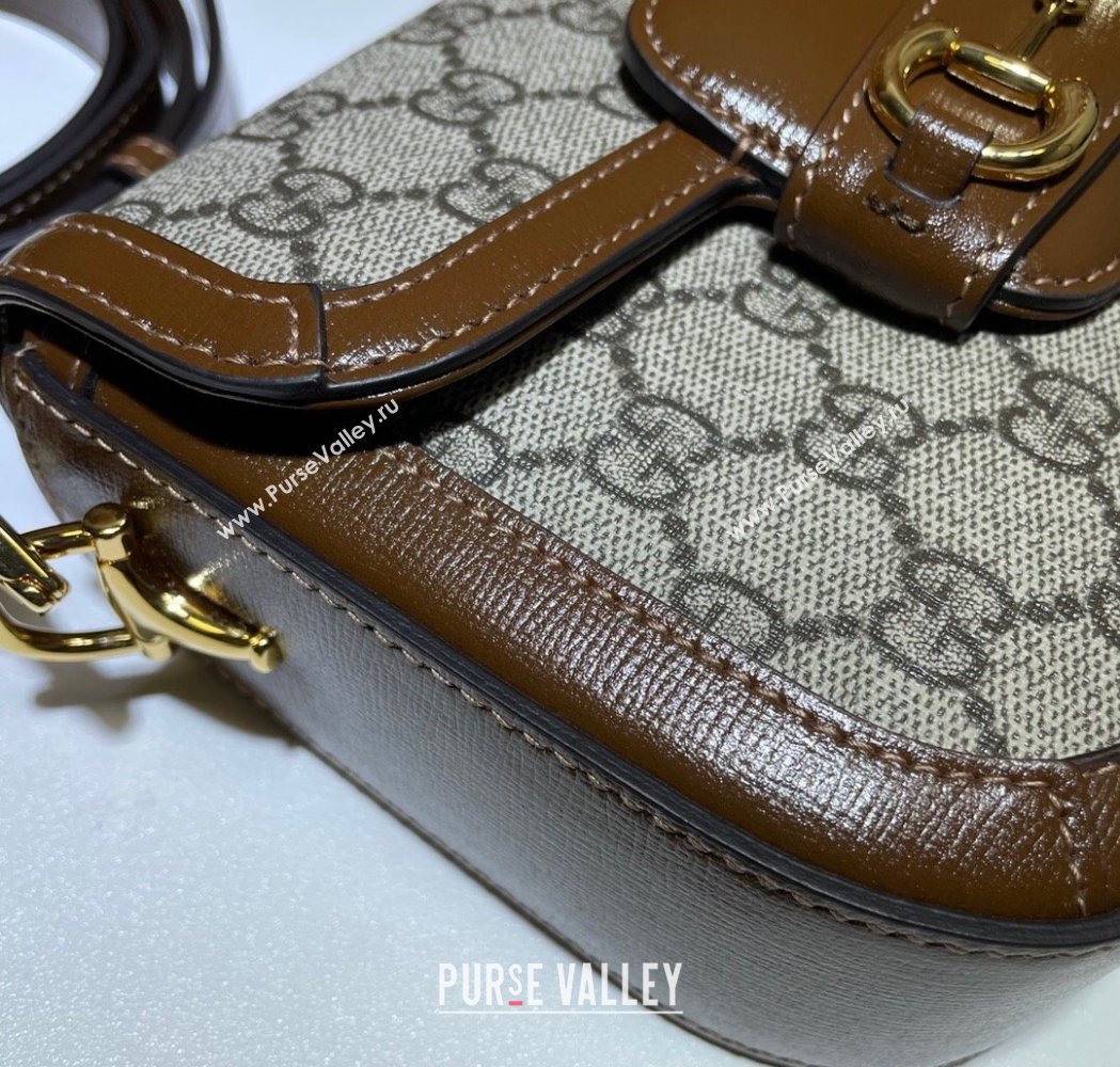 Gucci Horsebit 1955 Mini Bag in GG Supreme Canvas Beige/Brown 2025 658574 (DLH-250210069)