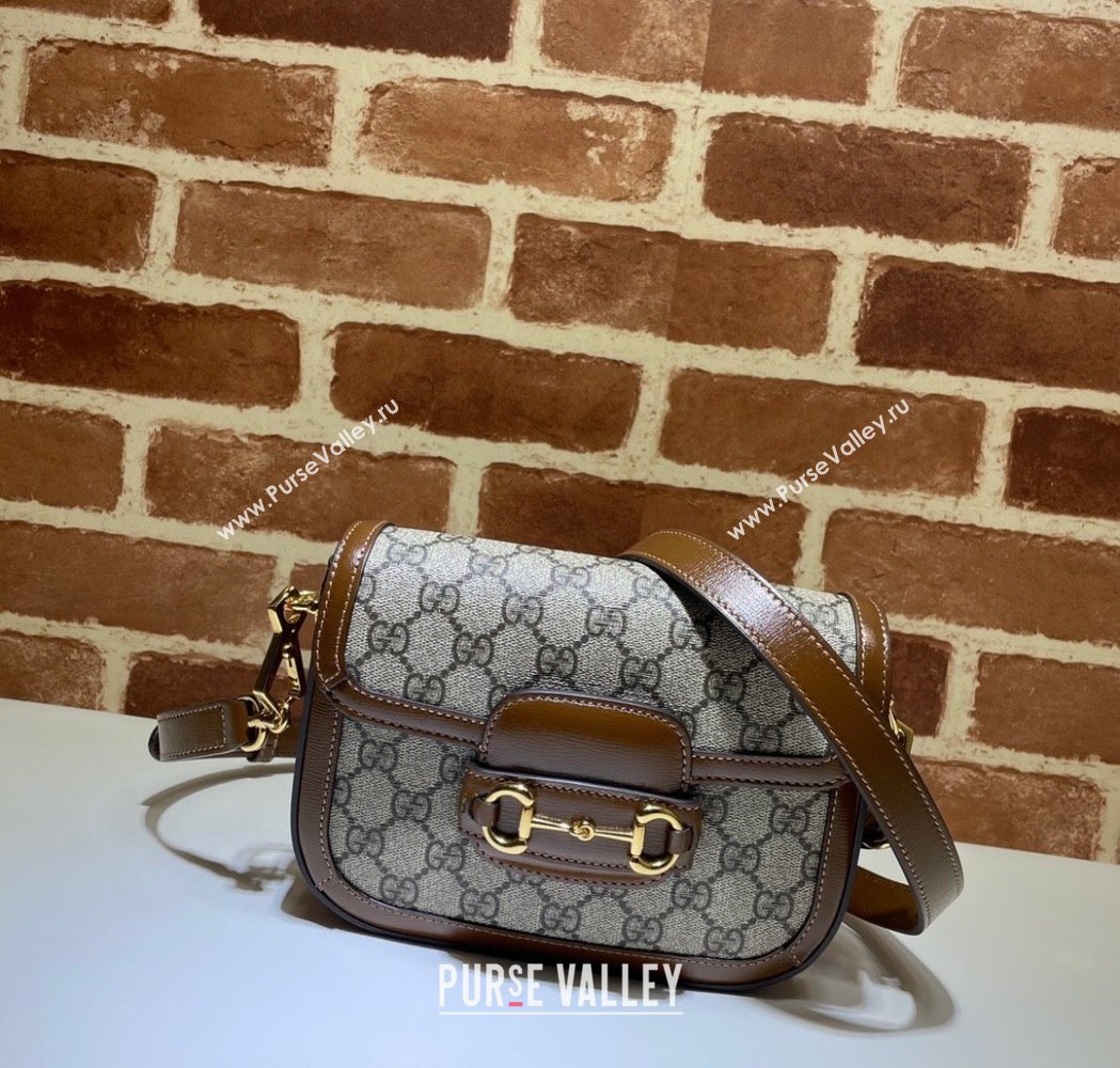 Gucci Horsebit 1955 Mini Bag in GG Supreme Canvas Beige/Brown 2025 658574 (DLH-250210069)