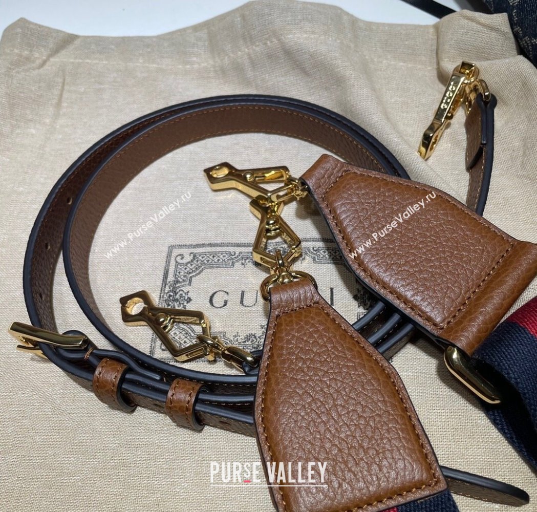 Gucci Horsebit 1955 Mini Bag in GG Supreme Denim Blue 2025 658574 (DLH-250210071)