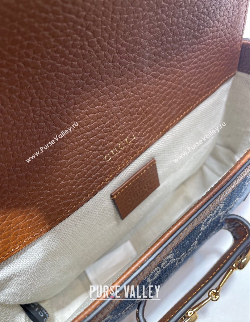 Gucci Horsebit 1955 Mini Bag in GG Supreme Denim Blue 2025 658574 (DLH-250210071)