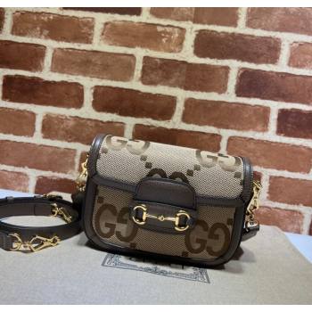 Gucci Horsebit 1955 Mini Bag in Jumbo GG Supreme Canvas Camel 2025 658574 (DLH-250210072)