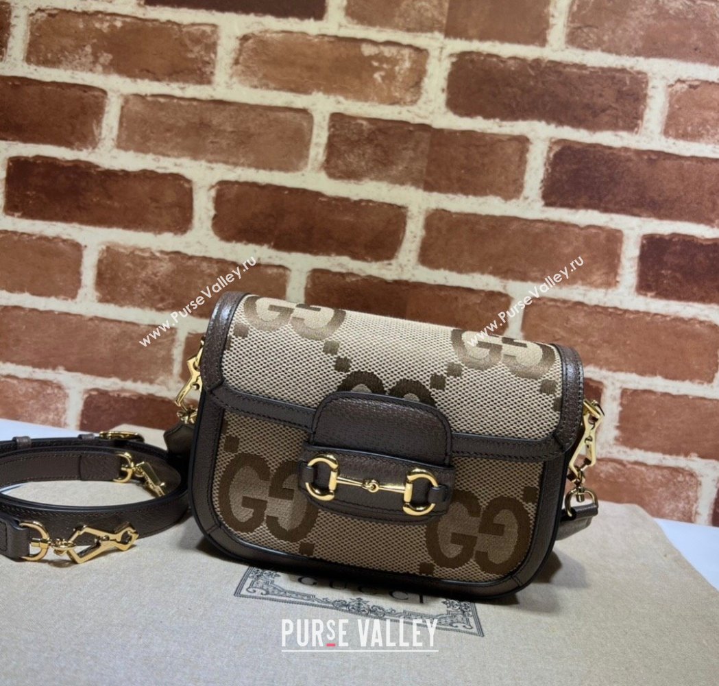 Gucci Horsebit 1955 Mini Bag in Jumbo GG Supreme Canvas Camel 2025 658574 (DLH-250210072)