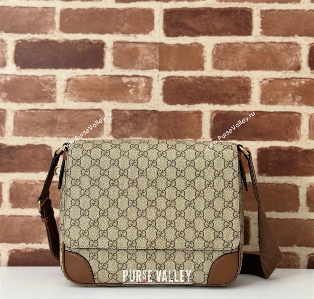 Gucci Mens GG Canvas Emblem Medium Crossbody Bag Beige 2025 821154 (DLH-250210073)