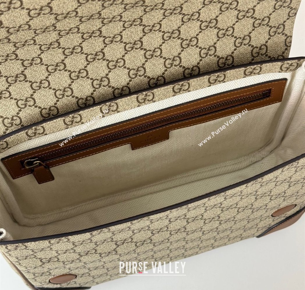 Gucci Mens GG Canvas Emblem Medium Crossbody Bag Beige 2025 821154 (DLH-250210073)