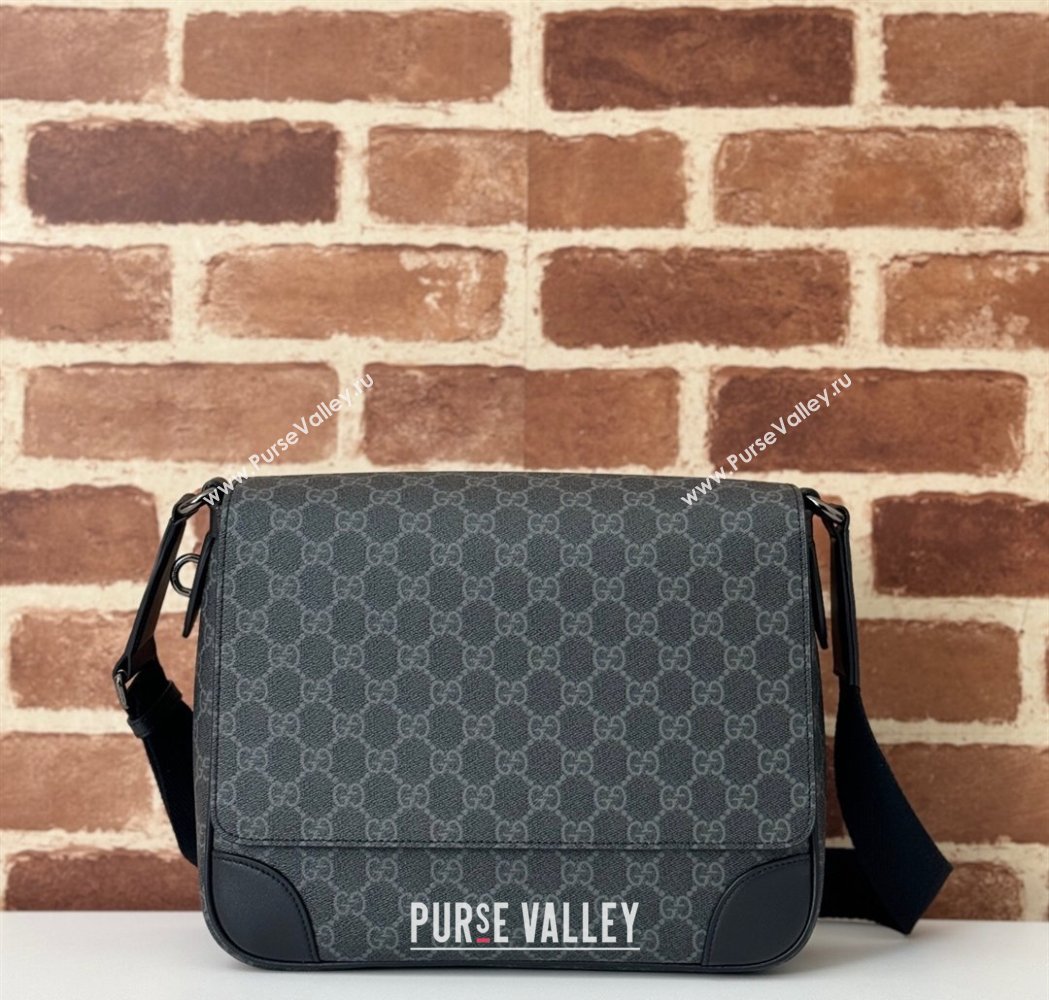 Gucci Mens GG Canvas Emblem Medium Crossbody Bag Black 2025 821154 (DLH-250210074)