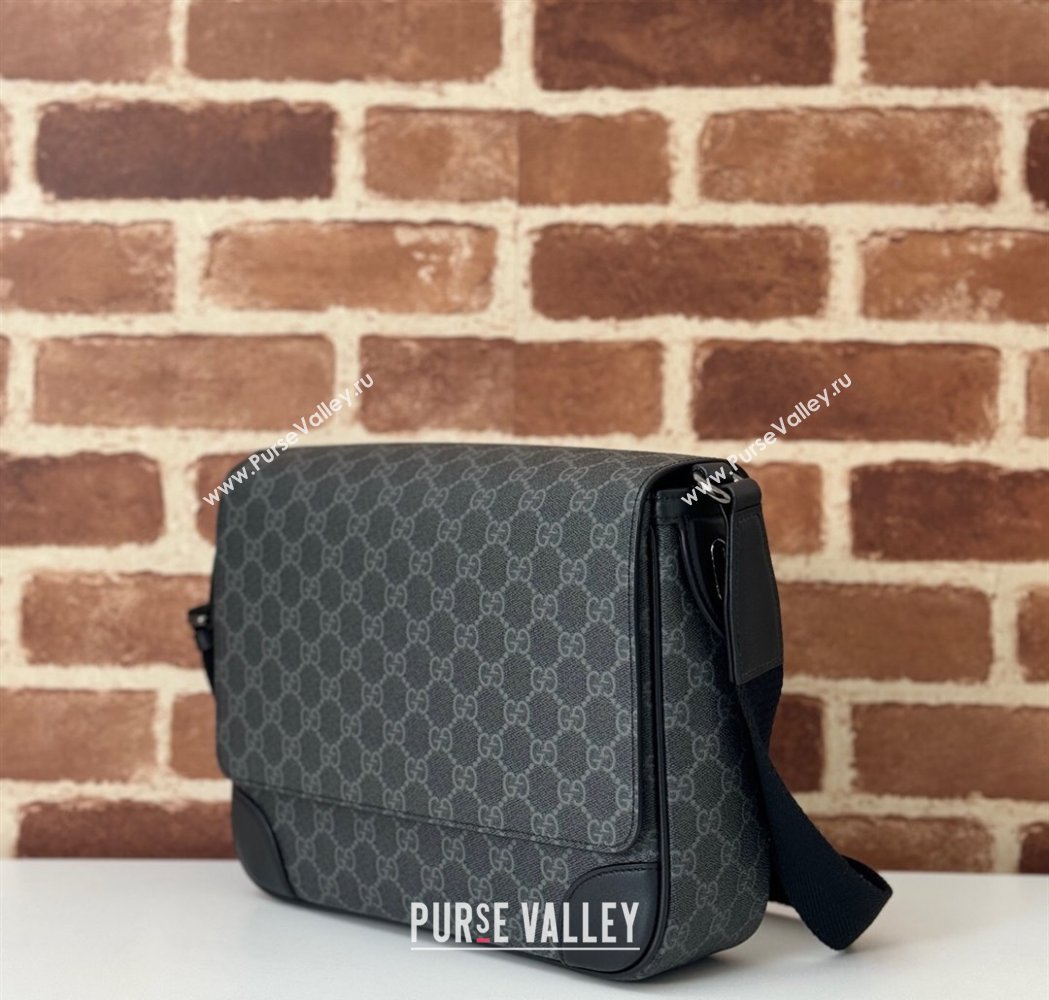 Gucci Mens GG Canvas Emblem Medium Crossbody Bag Black 2025 821154 (DLH-250210074)
