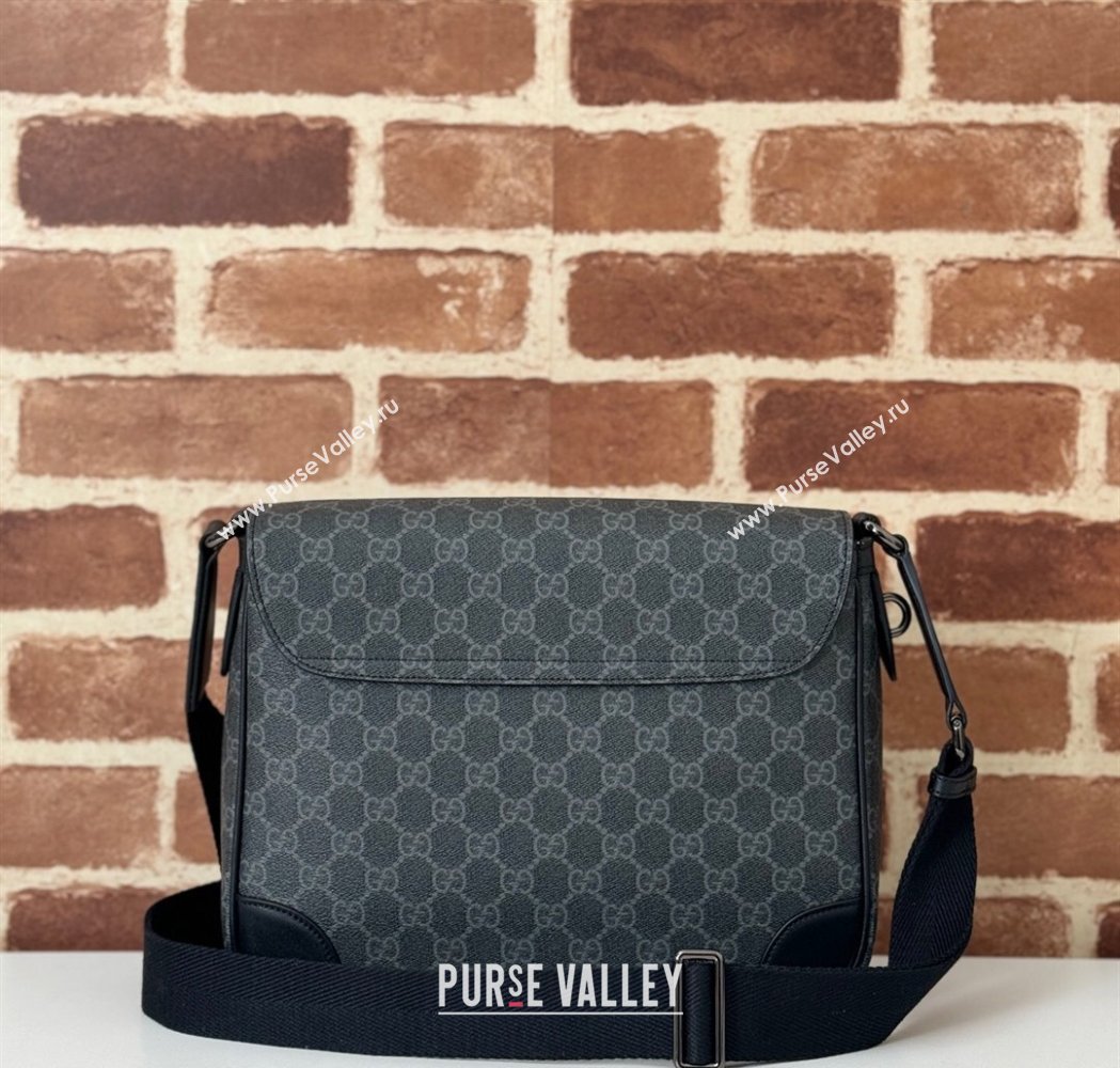 Gucci Mens GG Canvas Emblem Medium Crossbody Bag Black 2025 821154 (DLH-250210074)