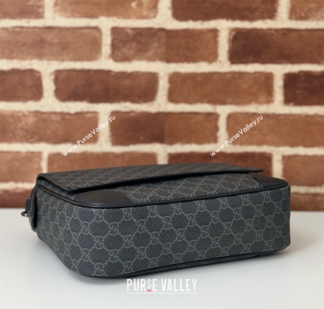 Gucci Mens GG Canvas Emblem Medium Crossbody Bag Black 2025 821154 (DLH-250210074)