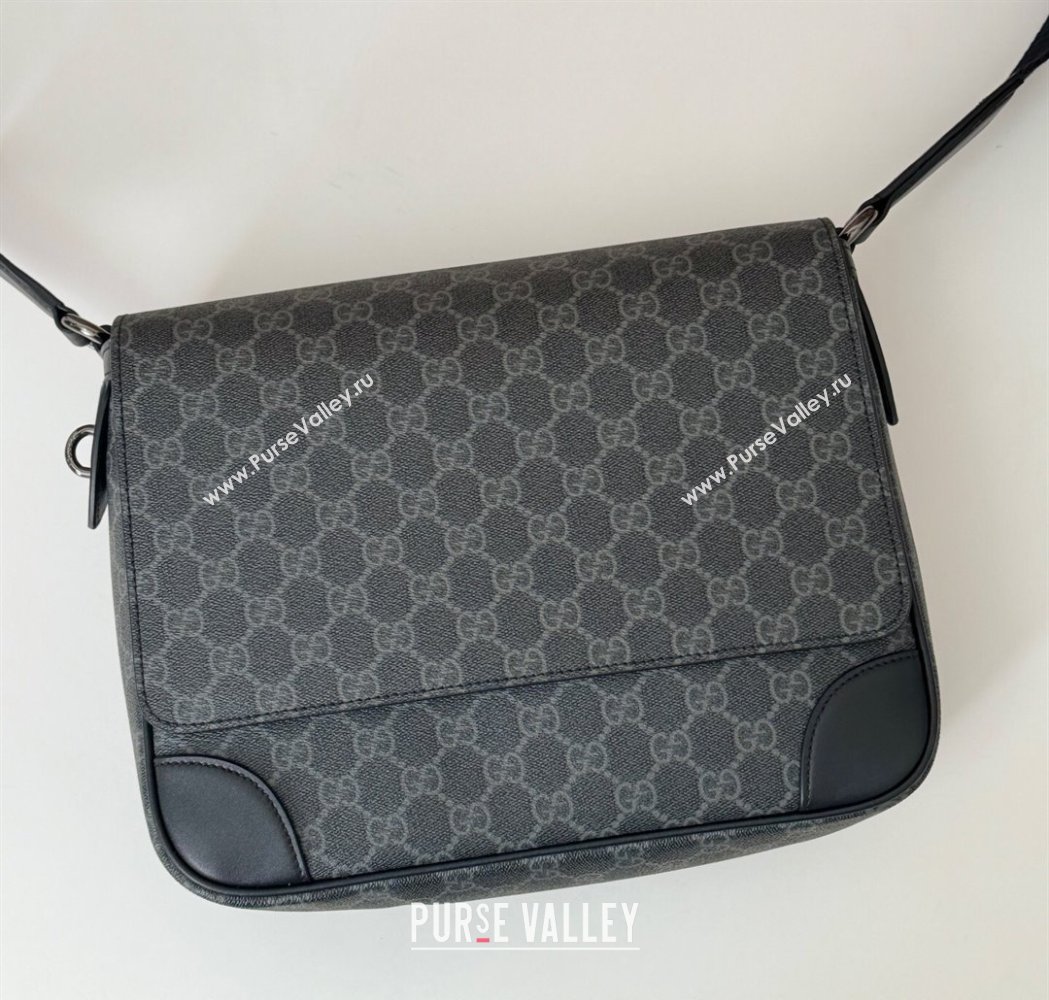 Gucci Mens GG Canvas Emblem Medium Crossbody Bag Black 2025 821154 (DLH-250210074)