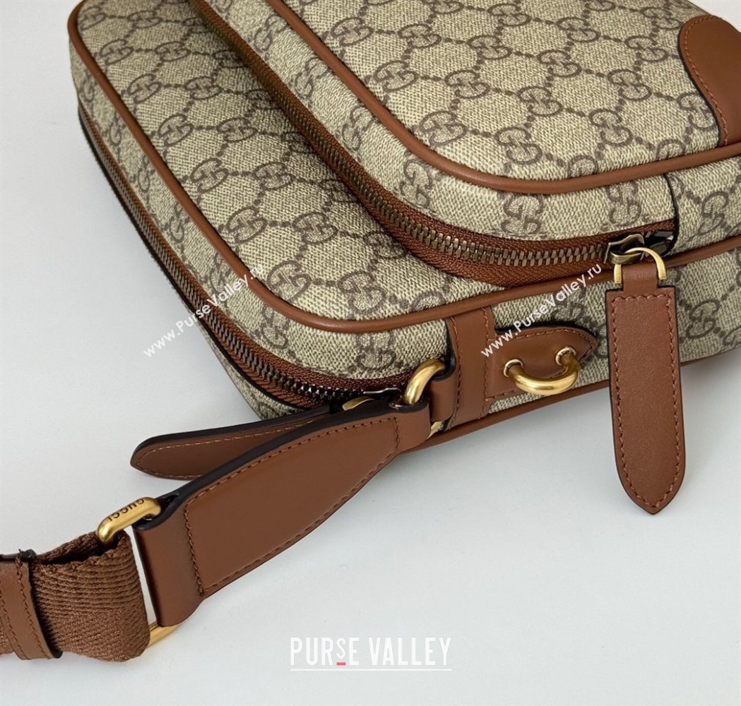 Gucci Mens GG Canvas Emblem Medium Crossbody Bag Beige 2025 821160 (DLH-250210075)