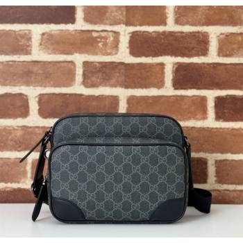 Gucci Mens GG Canvas Emblem Medium Crossbody Bag Black 2025 821160 (DLH-250210076)