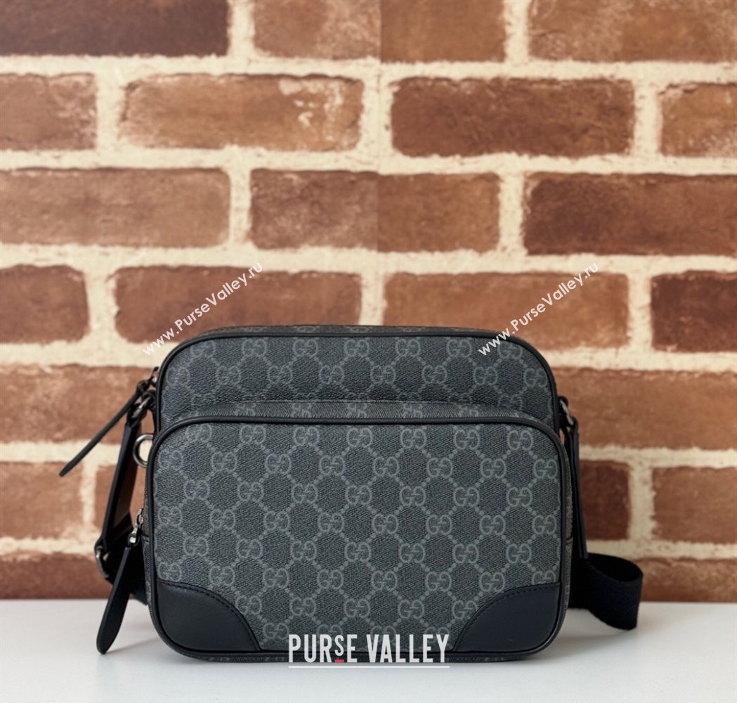 Gucci Mens GG Canvas Emblem Medium Crossbody Bag Black 2025 821160 (DLH-250210076)