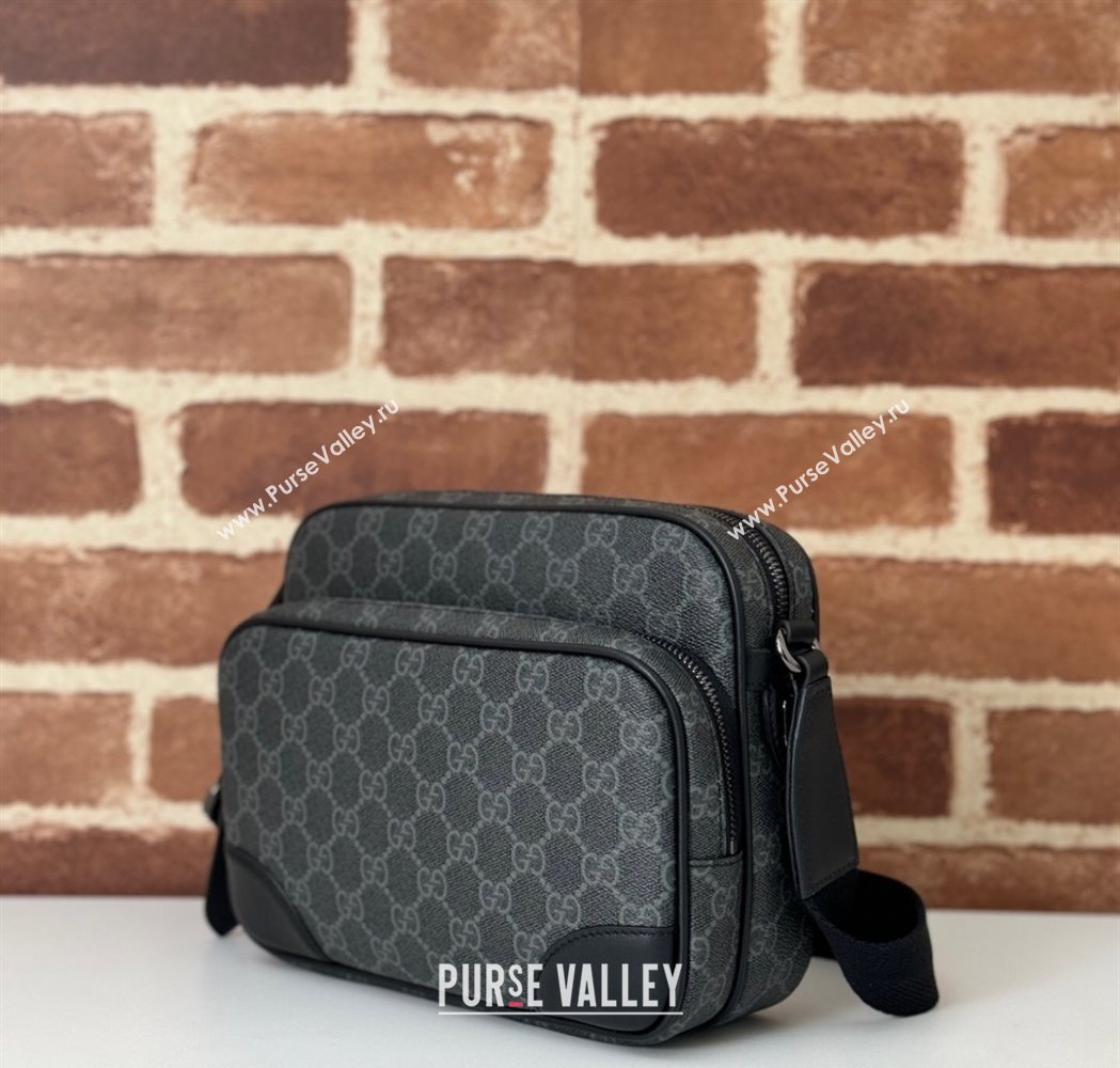 Gucci Mens GG Canvas Emblem Medium Crossbody Bag Black 2025 821160 (DLH-250210076)