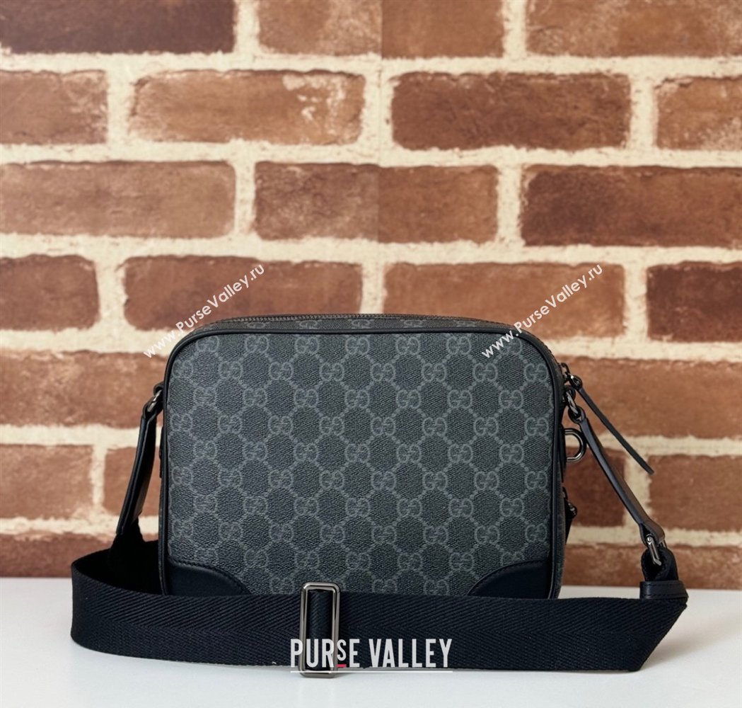 Gucci Mens GG Canvas Emblem Medium Crossbody Bag Black 2025 821160 (DLH-250210076)