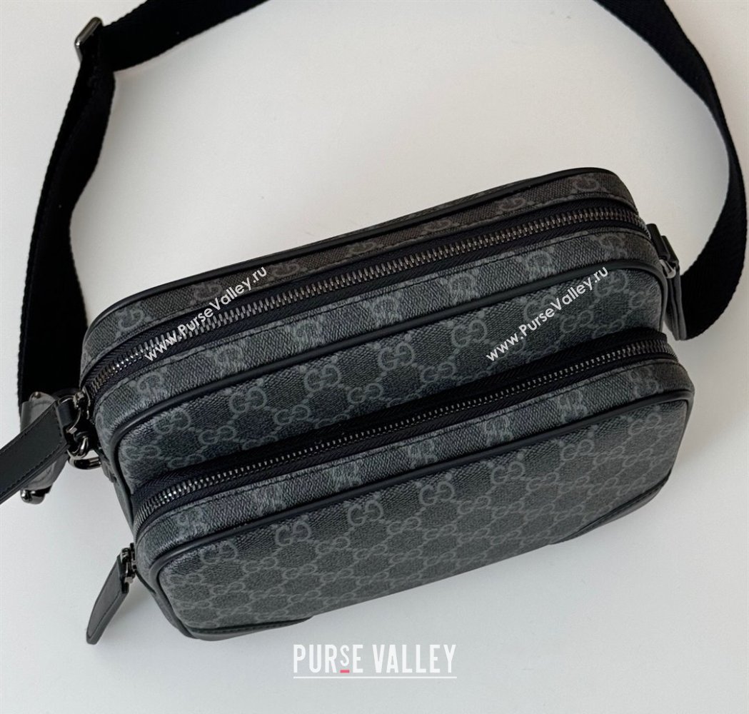 Gucci Mens GG Canvas Emblem Medium Crossbody Bag Black 2025 821160 (DLH-250210076)