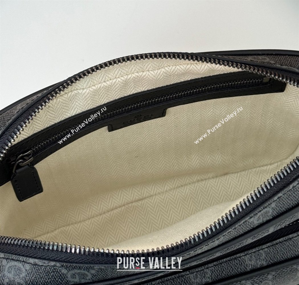 Gucci Mens GG Canvas Emblem Medium Crossbody Bag Black 2025 821160 (DLH-250210076)