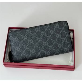 Gucci Mens GG Canvas Zip Around Wallet Black 2025 821207 (DLH-250210078)