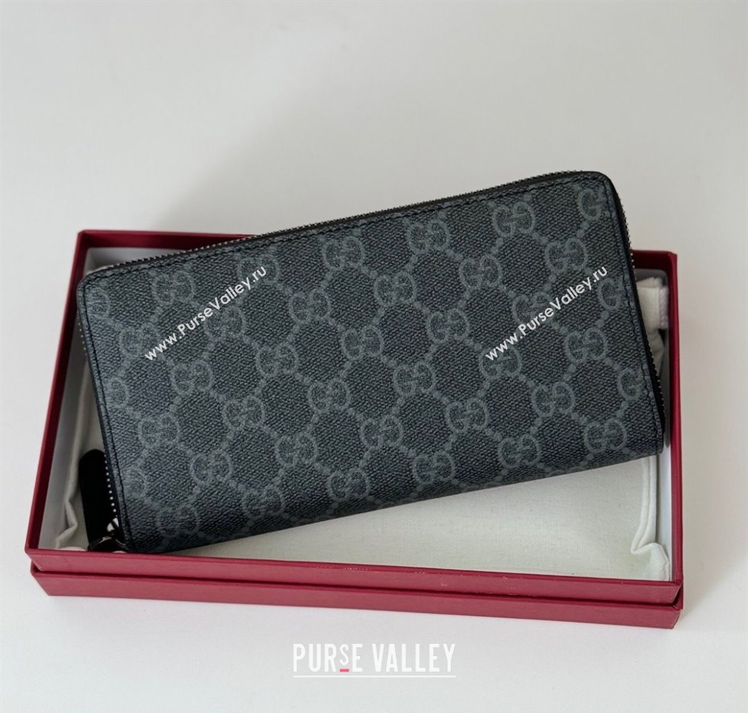 Gucci Mens GG Canvas Zip Around Wallet Black 2025 821207 (DLH-250210078)