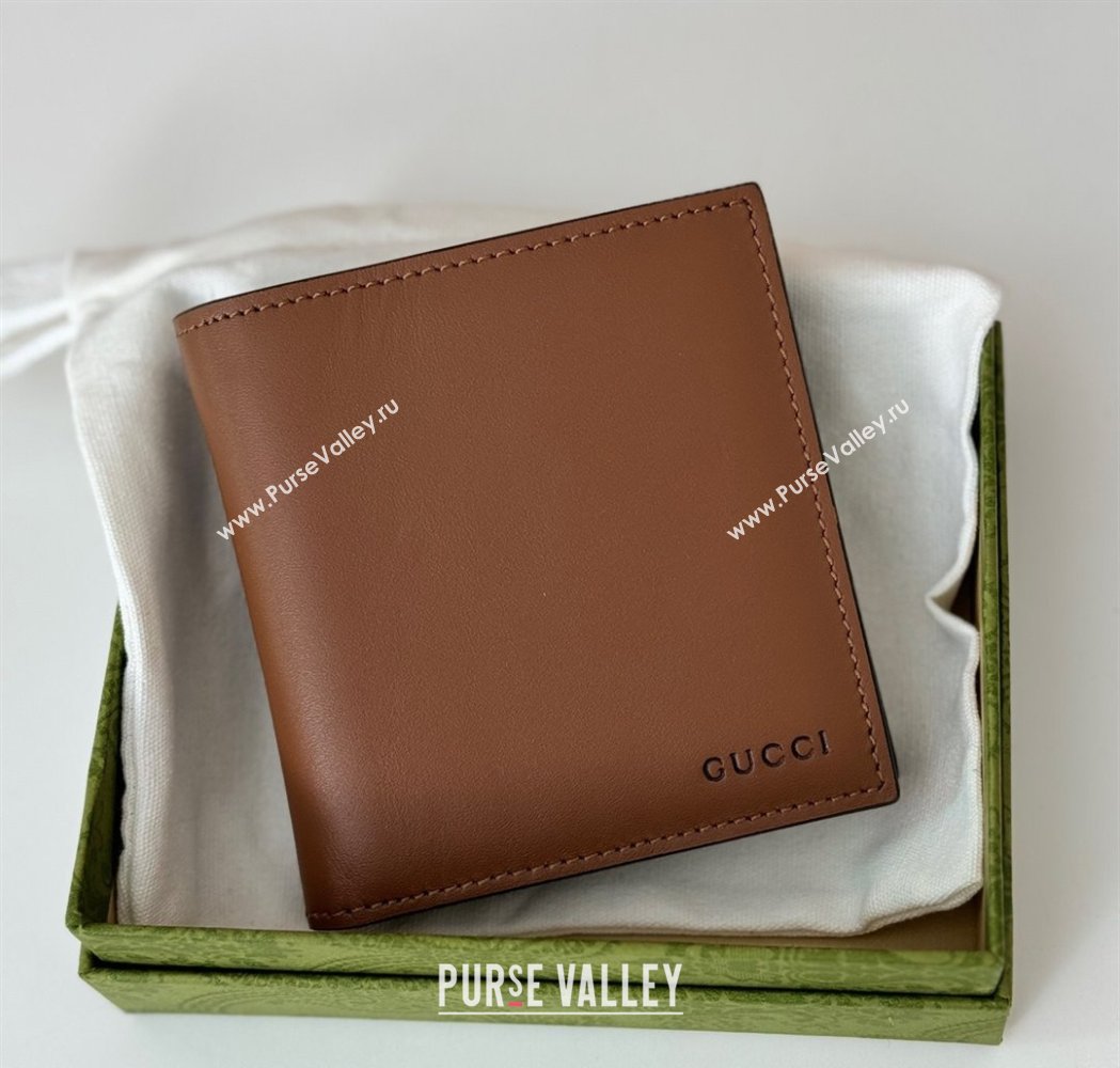 Gucci Mens Bi-fold Embossed Wallet Brown/Beige 2025 818949 (DLH-250210081)