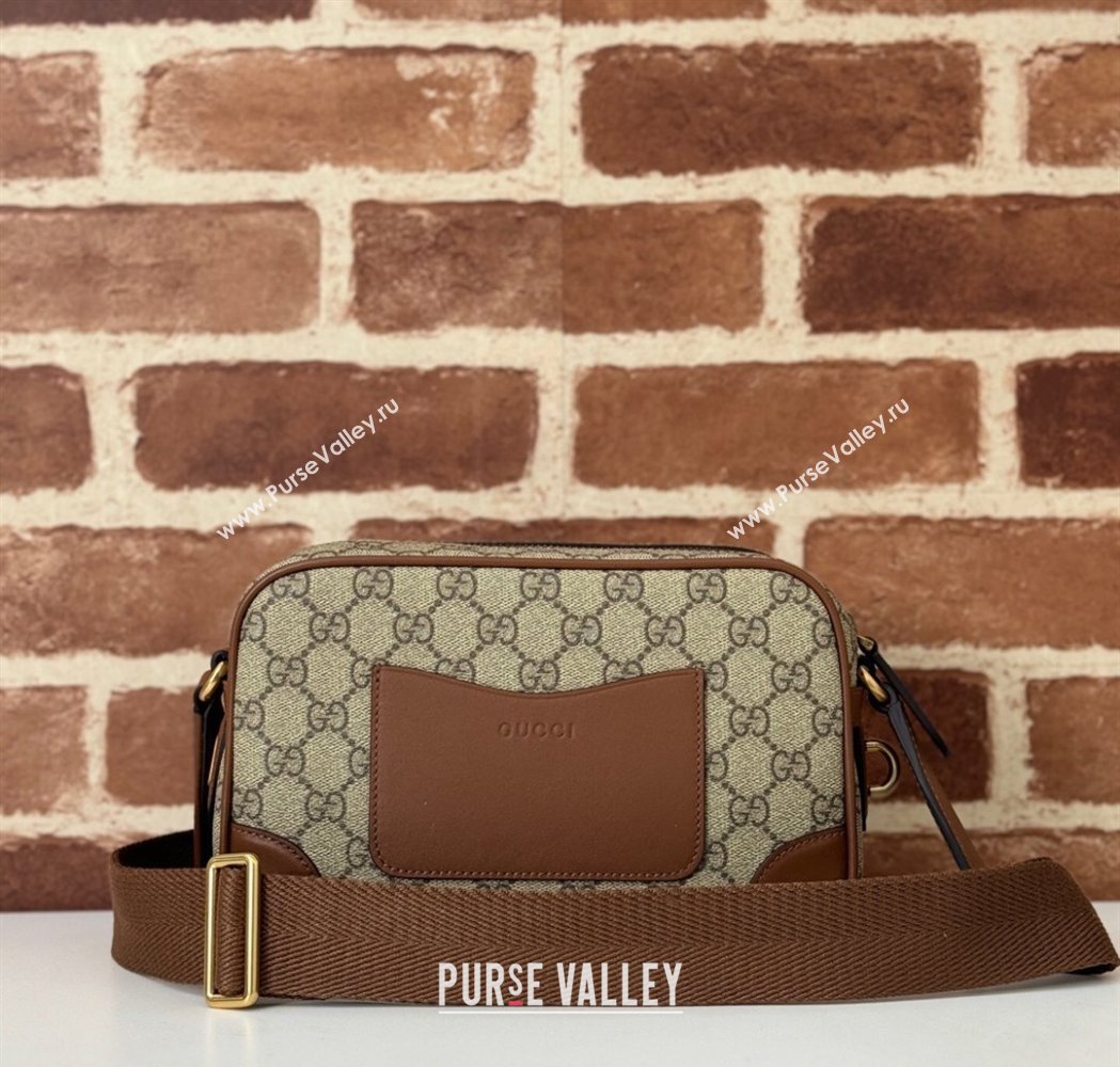 Gucci Mens GG Canvas Emblem Embossed Super Mini Bag Beige 2025 ‎821216 (DLH-250210082)